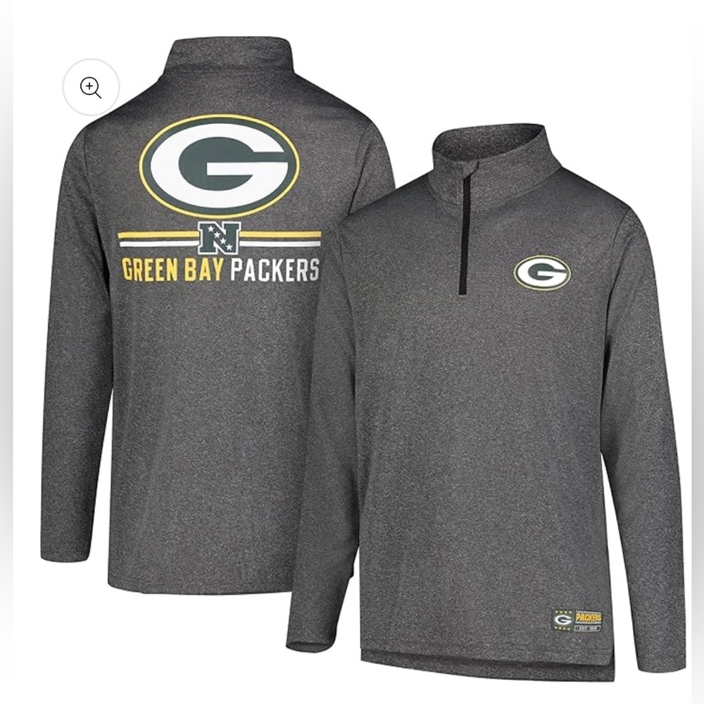 NFL Green Bay Packers Shirt Mens Small Gray NFL Football Quarter Zip New Tag​
